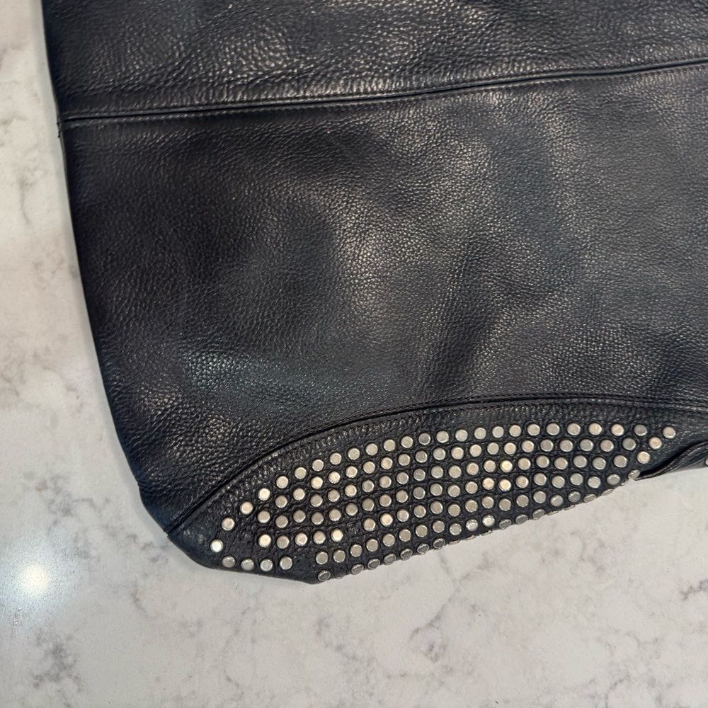 Vintage FURLA Black Studded Leather Hobo Shoulder Bag – Made in Italy - Picture 10 of 16